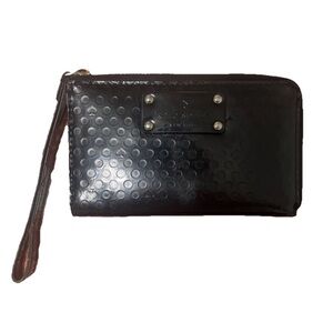 Kate Spade Black Neda Wallet Zip Up Wristlet Faux Leather Polka Dot 6.5x4 inch